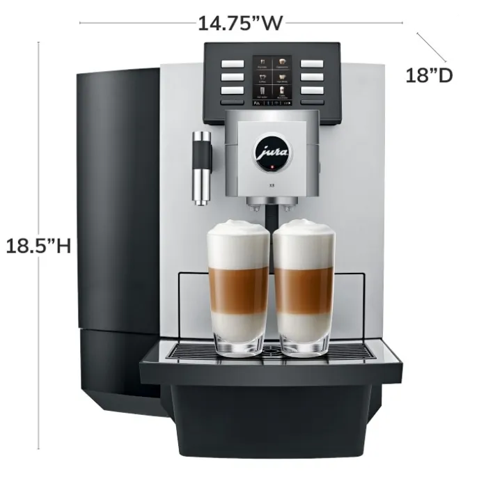 Jura X8 thương mại hoàn toàn tự động cà phê và Máy pha cà phê Espresso đậu để cốc với màn hình cảm ứng cà phê Espresso