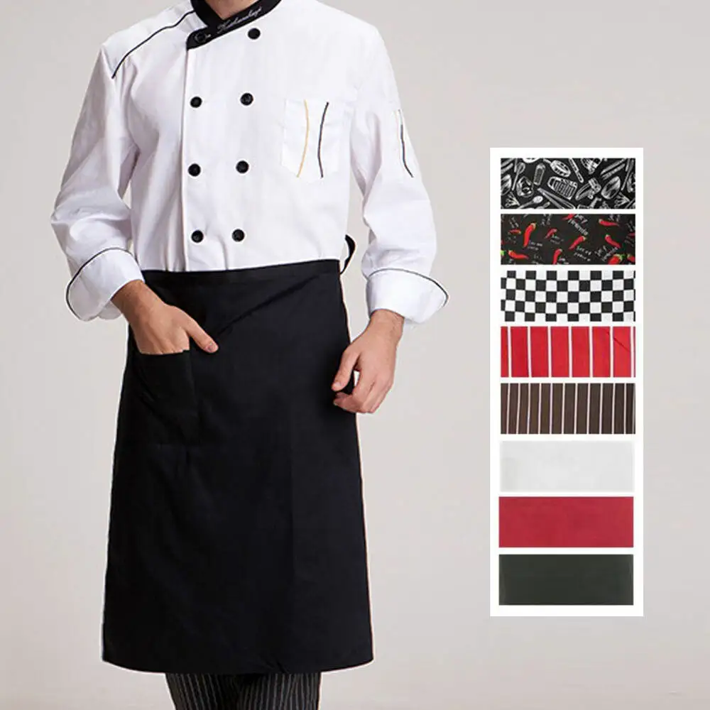 Delantal de cocina de chef con logotipo personalizado, ropa de trabajo, delantal de cocina, delantal de cintura de chef, uniforme de camarero