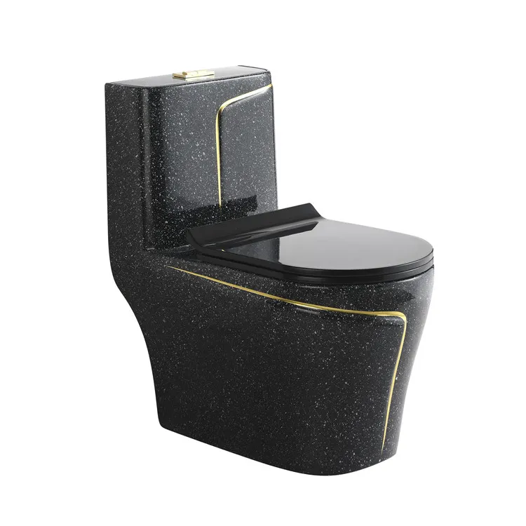 Western-Price Haus-Badezimmer Keramik Sani-Spülung P-Fasche S-Fasche schwarze Schneeflocken-Design-Toilette mit Dichtungs-Zubehör
