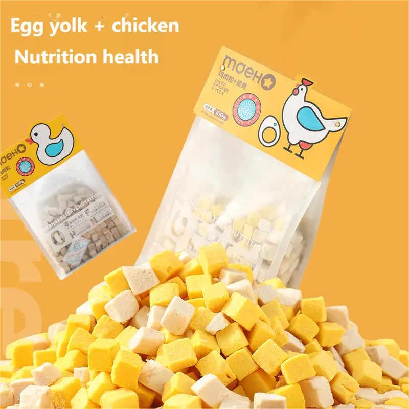 Wholesale pet chicken freeze-dried fresh egg yolk cat snack chicken pellets. Pet food for dogs and cats