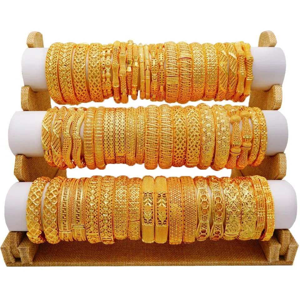 Bracelets Dubaï en plaqué or 24 carats pour femmes Bracelets Moyen-Orient Bracelets éthiopiens en maille Arabie Saoudite Cadeaux de bijoux de mariage