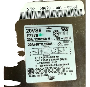 Filtro duplo de palco América <span class=keywords><strong>Corcom</strong></span> 20VS6F770 120/250V 20A pode substituir filtro EMI/RFI original e novo