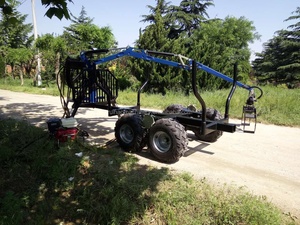 ATV Log Loader Trailer Small Utility Forest Wood <strong>Timber</strong> Trailers with Crane Grapple for Tractor Attachment - Product Image 3