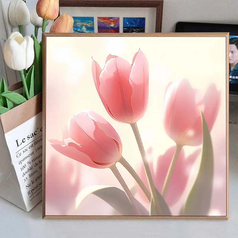 Tinta Acrílica Por Número Cenário Do Jardim Desenho Na Lona DIY tulipa Imagens Por Números Para Kits Adultos Art Gift Home Decor