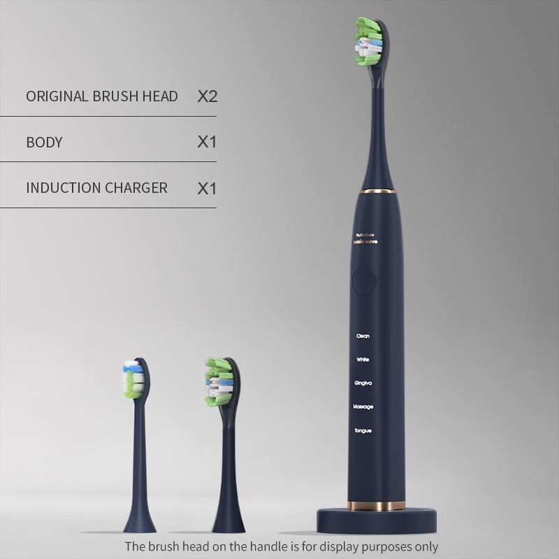Corps bleu + deux têtes de brosse + chargeur sans fil
