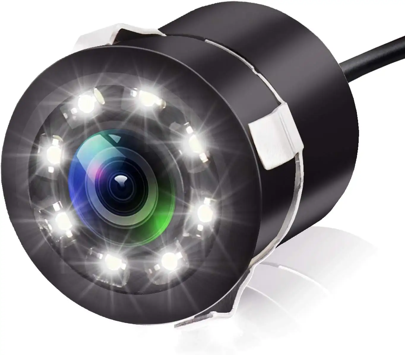E-Too Factory Caméra de recul universelle pour voiture avec ligne de stationnement Caméra arrière HD 8 LED à vision nocturne pour voiture