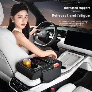 Многофункциональная Беспроводная зарядка 15 Вт Быстрая зарядка подлокотник кожаный ящик для хранения центральный локоть поддержка автомобиля подлокотник коробка - Product Image 3