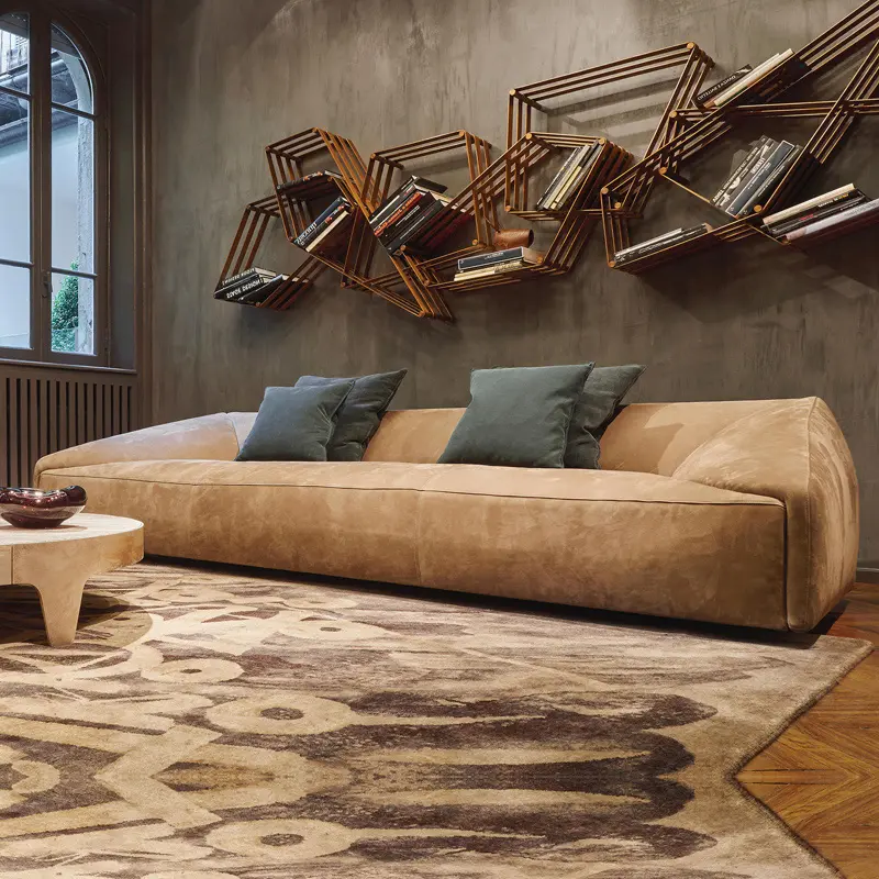 Canapé-lit en cuir véritable, quatre places, design de luxe moderne, canapé de salon, meuble de maison, 2020, CELS003