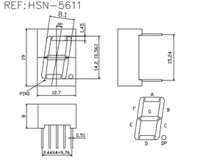 0,56 Zoll 1-stellig hoch hell gelblich grün emittierend 7-Segment-LED-Ziffernanzeige mit hoher Qualität - Product Image 4