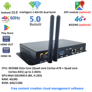 MPC3566 Metallgehäuse RK3566 Quad-Core Android 11.0 4K HD-MI TV Box 4G Netzwerk Digital Signage Media Player - Product Image 6