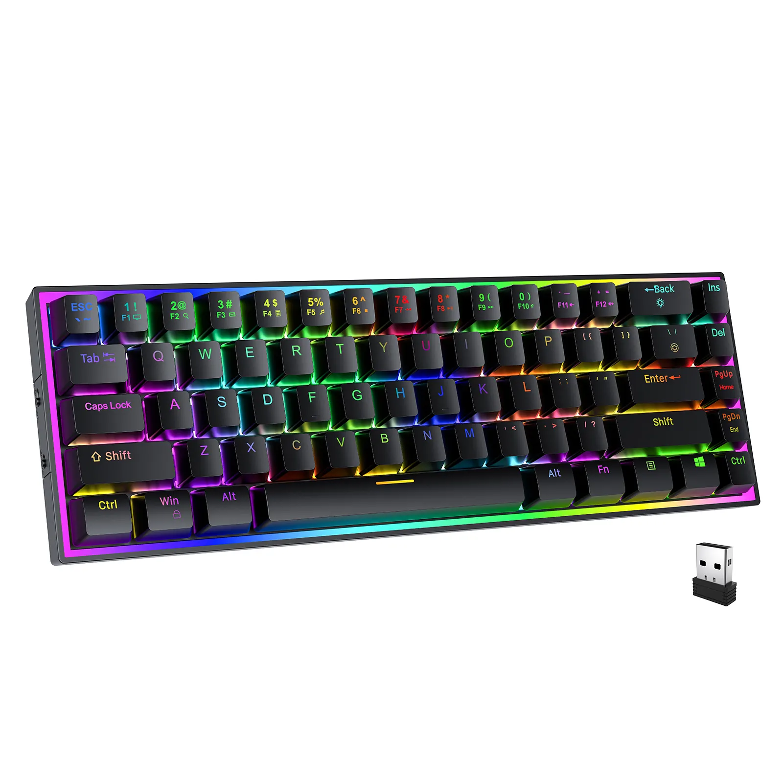 Nuovo Design tastiere da gioco professionali 68 tasti RGB tastiera da gioco meccanica senza fili ergonomica retroilluminata