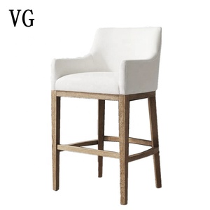 Slap-up Elegant Wood Counter Armrest for Rustic Club Fabric Commercial Bar Stool - Product Image 1