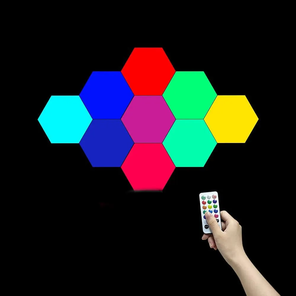 Kostenlose Probe benutzer definierte 6-teilige 5-V-Steuerung USB Hexagonal Quantum Honeycomb Wand leuchte Smart LED Sechseck Licht