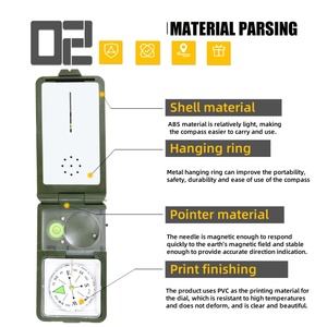 Bussola multifunzione 10-in-1 esterna con luce a LED in selce per fuoco per escursioni alpinistiche guida Display a quadrante con puntatore - Product Image 4