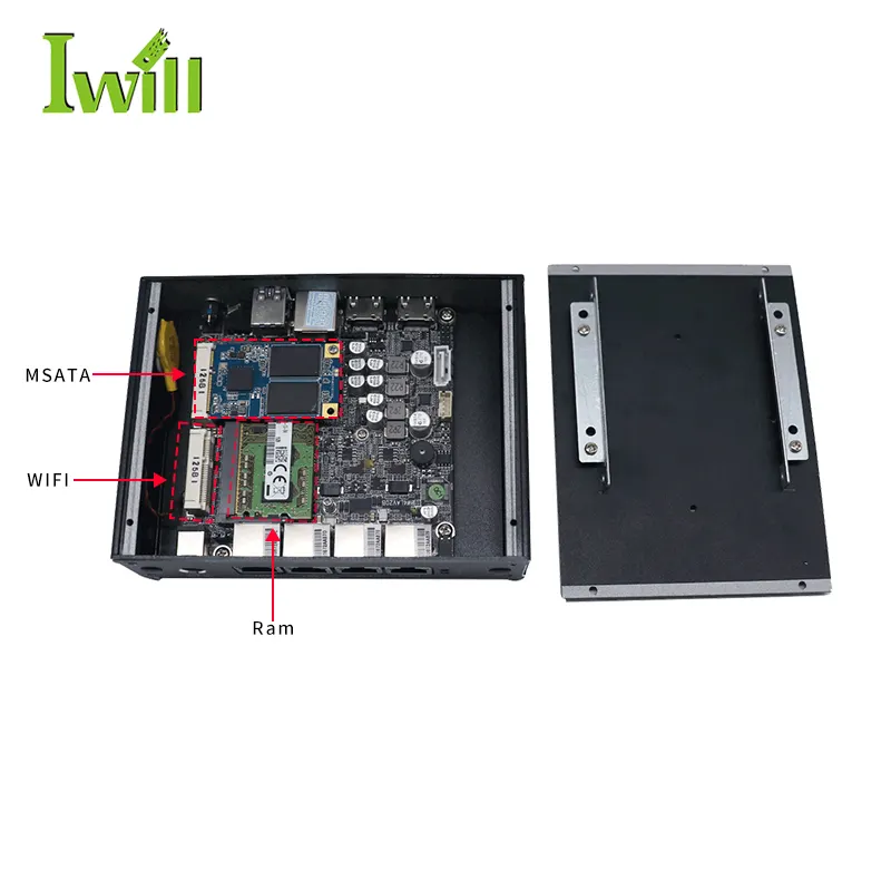 Iwall N24 방화벽 미니 PC 4 LAN J3160 4 LAN DDR3L 8G RAM 2 * 미니 PCIE 슬롯 VPN Pfsense 라우터