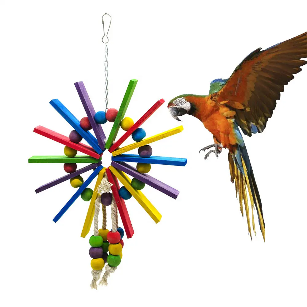 Игрушка для птиц, деревянные попугаи