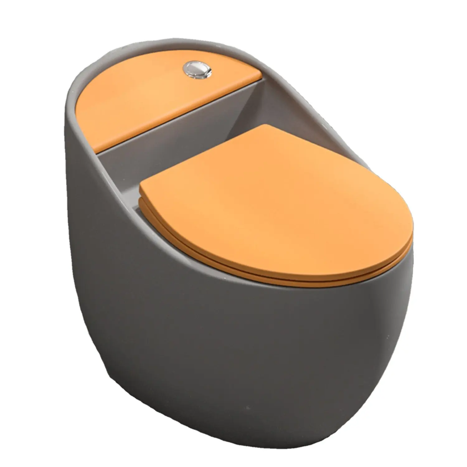 Luxus-Sanitär-Badezimmer-Set Einteilige WC-Toilette mit Farbe Weich schließender Sitz bezug Schwarz Orange Grau