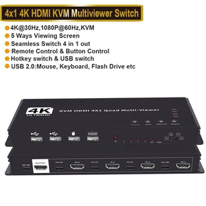 KVM 4x1 Multiviewer anahtarı 4K 4 in 1 Out dikişsiz Quad çok görüntüleyici Video kesme segsegti Switcher için 4 adet - Product Image 3