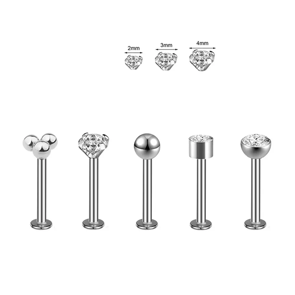 Toptan G23 ASTM F136 titanyum pin tipi çıtçıt küpe moda zirkon kulak piercing göbek takısı