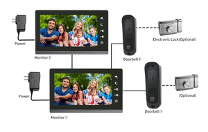 7 Inch Multi Apartments Video <strong>Intercom</strong> <strong>System</strong>, 2 Villa Door Station <strong>with</strong> 2 Color Screen Monitor Unlock <strong>Intercom</strong> - Product Image 2
