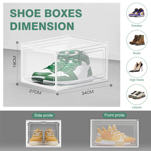 10Pcs Magnetic Front Open Door Sneaker Display Case Bin Portable Stackable Plastic Shoes Storage Container <strong>Box</strong> Rack