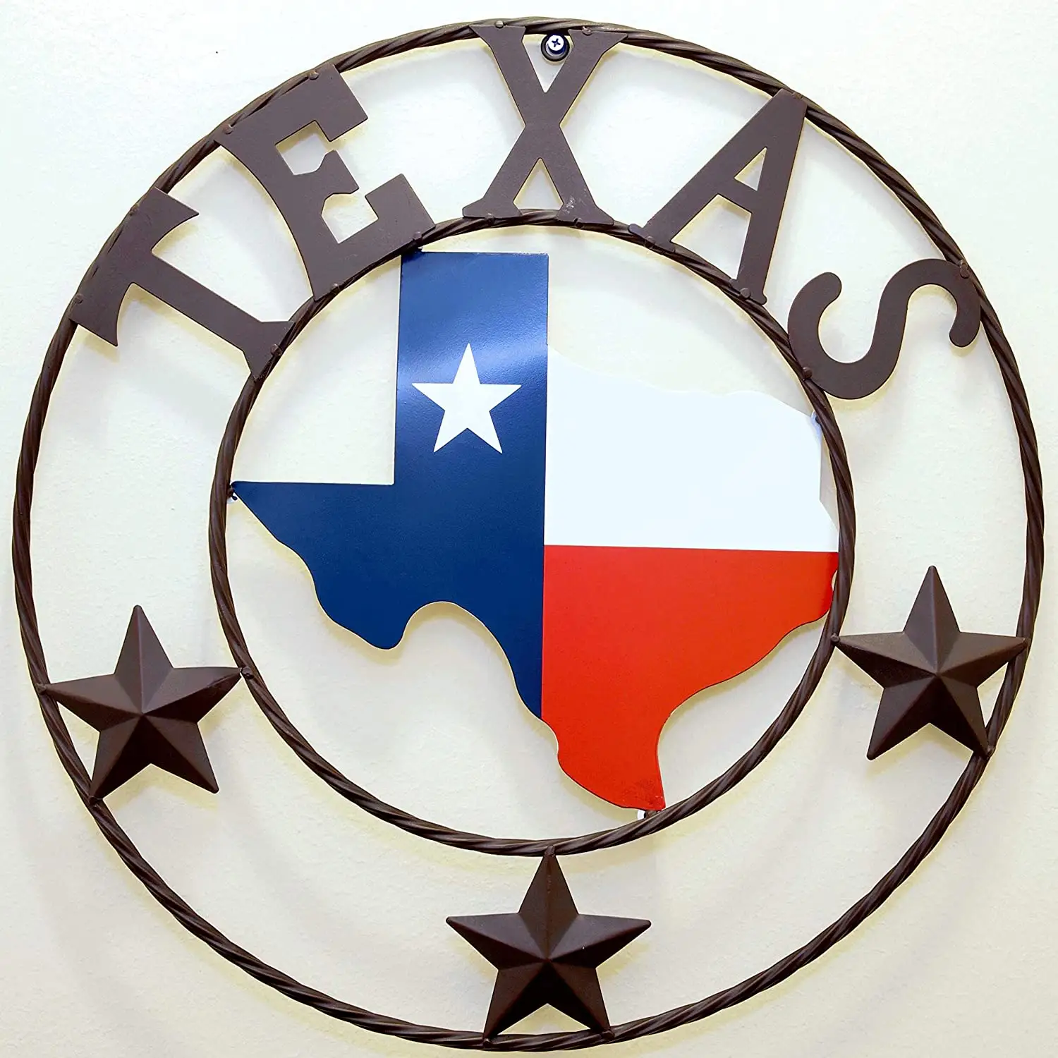 Decorazione d'attaccatura della parete del metallo all'ingrosso rustico Texas solitario Star State altro accento decorativo decorazione domestica interna