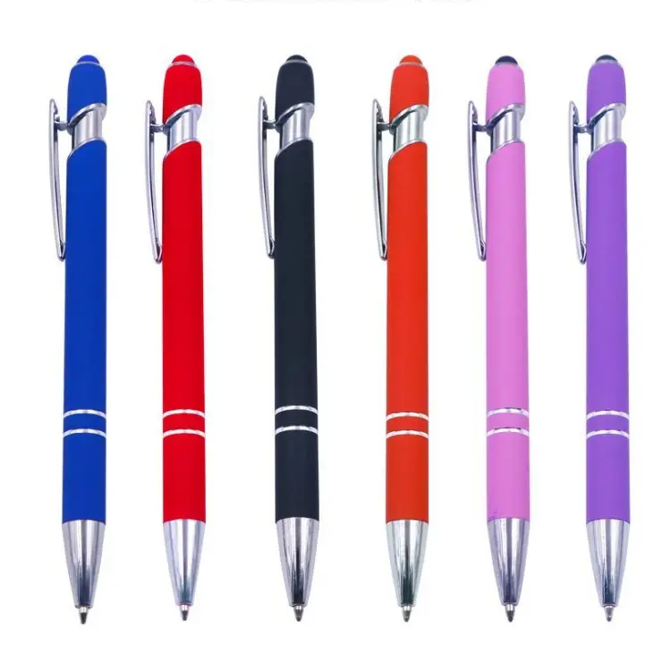 أقلام قلم ستيلوس ناعمة الملمس بسطح سيليكون ترويجية مع شعار مخصص