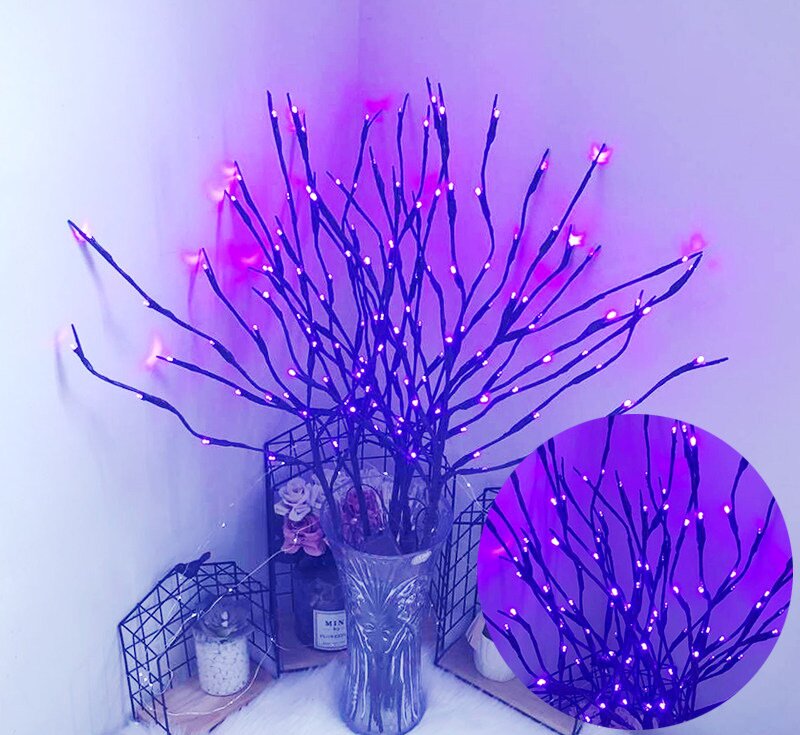(สีม่วง) โคมไฟกิ่งไม้ 20 ดวง - ใช้พลังงานจากแบตเตอรี่