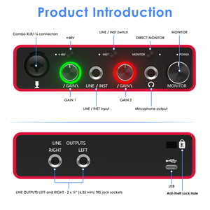 Grabación de micrófono Tarjeta de sonido de interfaz de audio USB de 192kHz con podcast de potencia de 48V - Product Image 4