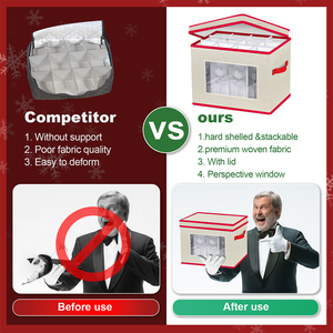 Homyfort 2-gói màu be nhôm hình chữ nhật rượu vang thủy tinh hộp lưu trữ giáng sinh stemware Organizer 24 chiếc cốc - Product Image 4