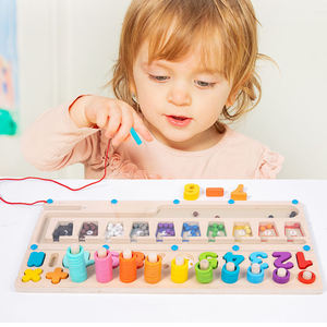 幼児のためのモンテッソーリおもちゃ木製ナンバーブロック数学カウント形状ソーターパズルボードジグソー就学前教育学習 - Product Image 3