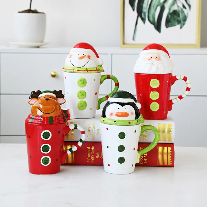 Горячая Распродажа, керамические кружки с крышкой, трехмерная чашка с головой животного, рождественские подарки, кофейная кружка
