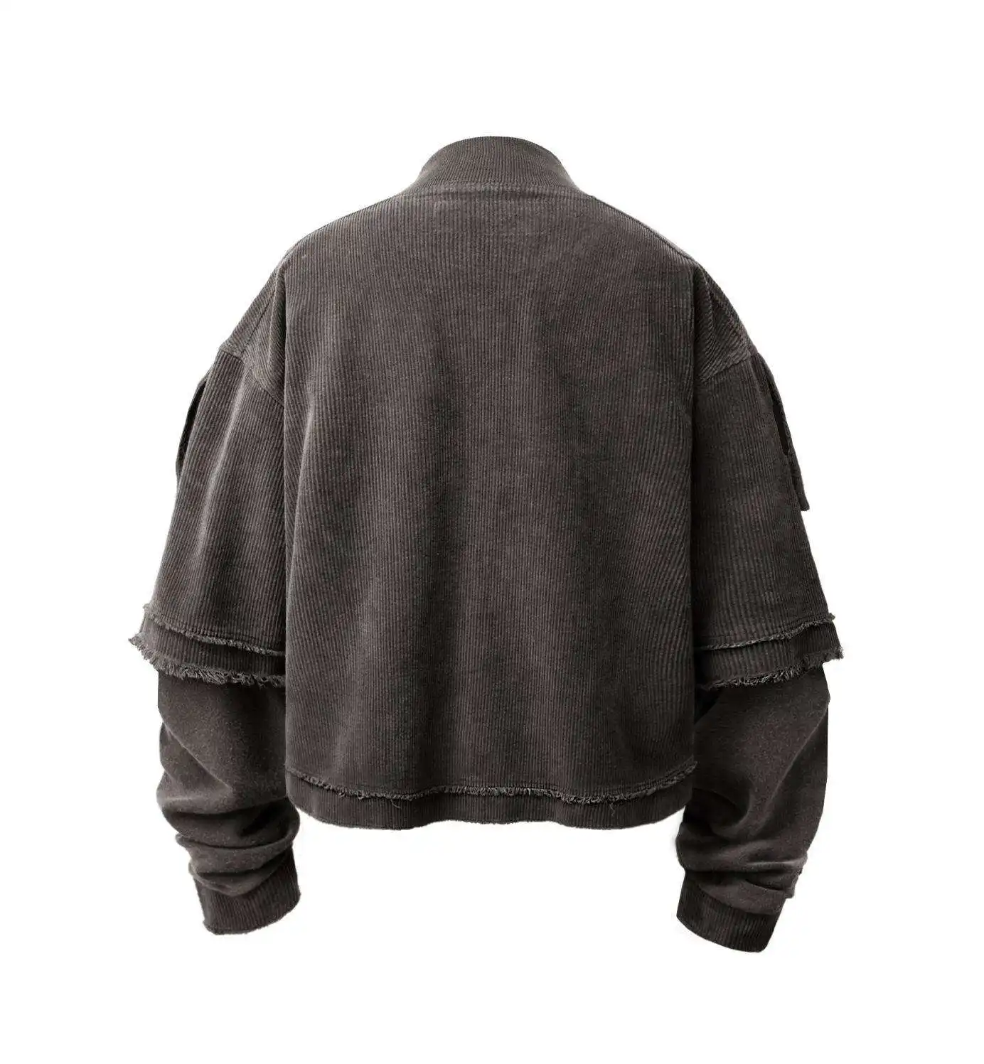 Grosir kustom Logo dua lapisan kaus kebesaran pria Vintage Crewneck asam dicuci Hoody Jumper Sweater untuk pria