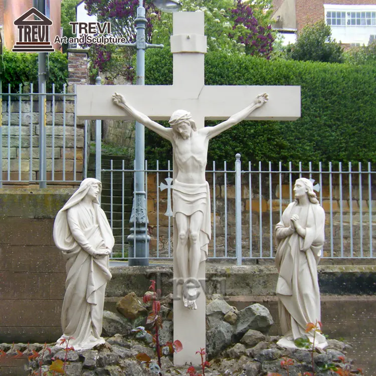 Beroemde Christ Sculptuur In Wit Marmeren Beeld Van Jezus Gekruisigd Aan Het Kruis