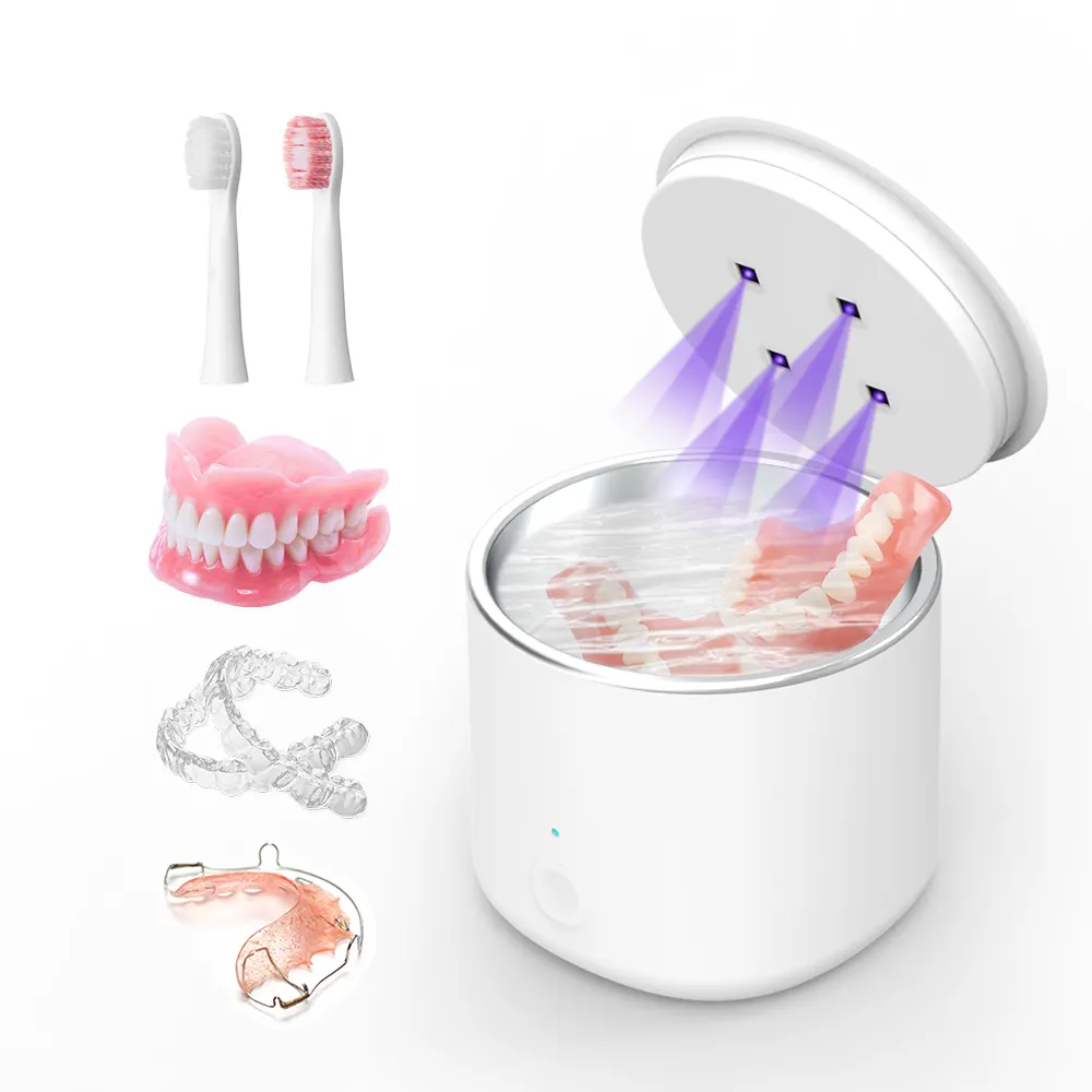 Máquina de limpieza UV ultrasónica portátil, reloj de joyería, lavado Dental, alineador de dientes postizos, retenedor, limpiador UV ultrasónico para dentaduras postizas