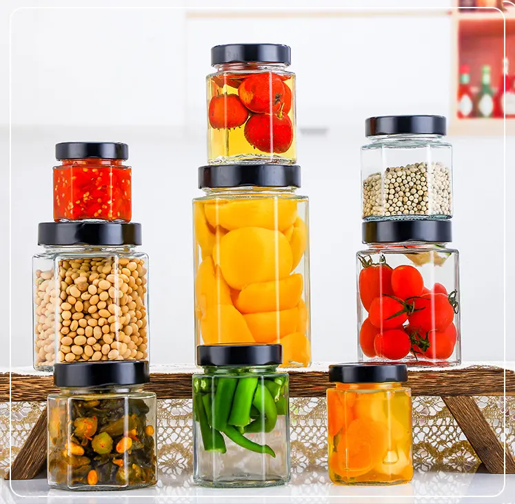 100ml/150ml/180ml/220ml/250ml/280ml/380ml/500ml High Quality Canned Glass Bottle Cheap Food Grade Glass Storage Jar