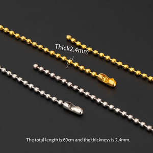長さ<span class=keywords><strong>60</strong></span> CMラウンドビーズチェーン直径2.4MMメッキアイアンメタルネックレスジュエリー