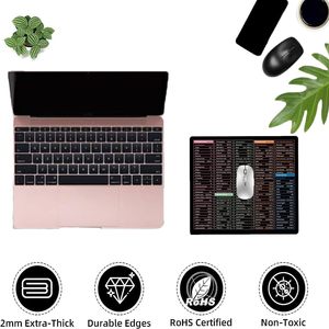 Alfombrilla de ratón con teclas de acceso directo de Excel, hoja de trucos XL grande extendida, alfombrilla de ratón para juegos, alfombrilla para teclado de oficina, borde cosido antideslizante