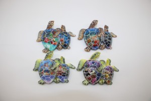 مجموعات الخ السلاحف البحرية الملونة مجموعة فنية للجدار المعدني من 2-لهجة الزخرفية الموسمية للاستخدام في الهواء الطلق أو في الأماكن المغلقة - Product Image 4