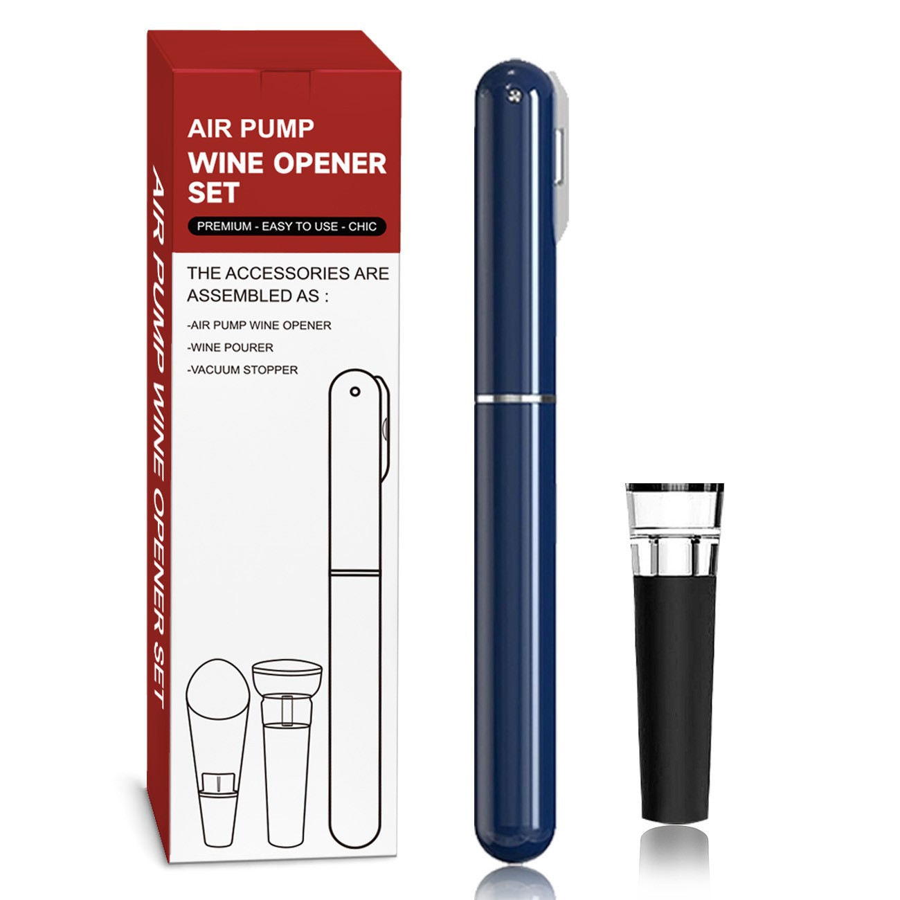 Ensemble 2 pièces-bouteille en forme de stylo bleu