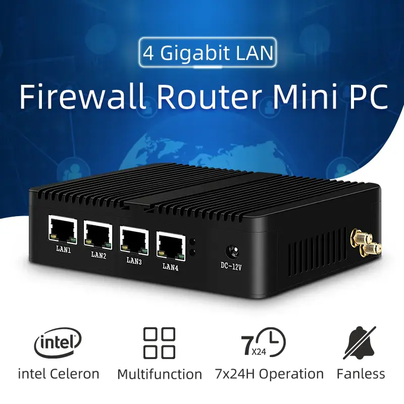 Pfsense 방화벽 미니 서버 PC 인텔 셀러론 쿼드 코어 프로세서 4 이더넷 포트 지원 4g 라우터 리눅스 컴퓨터 포켓 PC