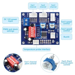 <strong>PWM</strong> Thermostat Module with Sensor DC 12V 4-Wire <strong>Temperature</strong> Control ICs Fan Speed <strong>Controller</strong> for Optimal Cooling - Product Image 6