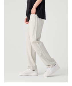 <span class=keywords><strong>Retro</strong></span> Vibe Mix Hiện Đại Twist loe Scimitar Quần Của Nam Giới Giản Dị Dây Kéo Quần Với Cong Chi Tiết 100% Cotton - Product Image 3