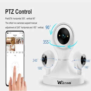 Rscamtom interior Mini Cámara WiFi 12MP HD tres lentes seguimiento móvil Color visión nocturna ojo de pez CMOS Sensor compatible con tarjeta de memoria - Product Image 3