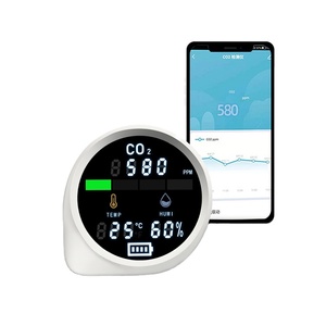 Safewill tuya Wifi <span class=keywords><strong>CO2</strong></span> cảm biến gas Meter Detector chất lượng không khí Màn hình PM2.5 nhiệt độ và độ ẩm trong nhà 1 năm 5V Trắng + Đen - Product Image 1