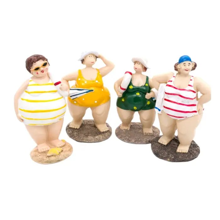 statue swimsuit sandbeach sunglasses fat woman lady figurine