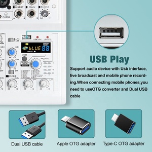 URX E4 USB <strong>Interface</strong> <strong>4</strong> Channel Mini <strong>Audio</strong> Mixer Console Home Karaoke Computer Recording DSP Digital Effects - Product Image 3