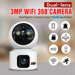 Anspo 3MP akıllı ev wifi kamera çift Lens gözetim monitör iki yönlü ses CCTV kablosuz kamera icam365 yazılım PTZ - Product Image 3
