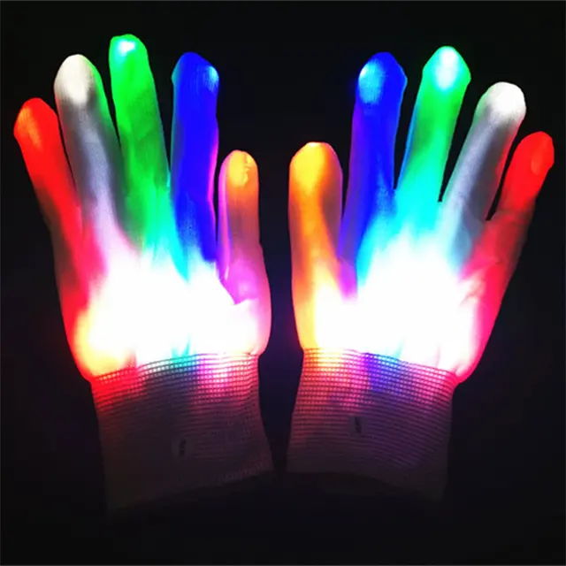 Light Up eldiven Led Glow eldiven renkli yanıp sönen parmak aydınlatma eldiven cadılar bayramı noel kostüm partisi için serin eğlenceli oyuncaklar