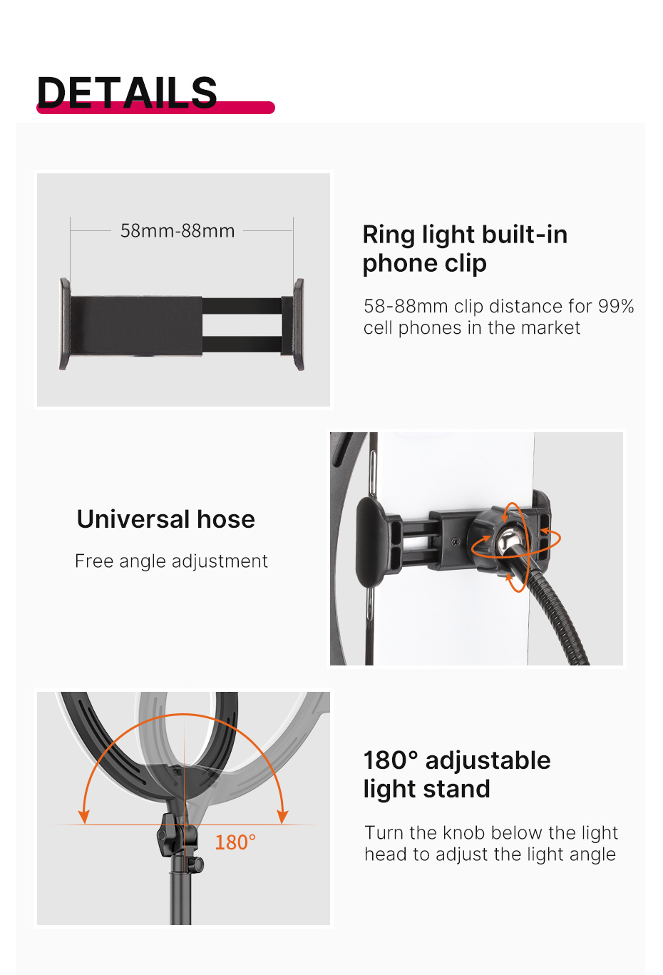 VIJIM K16 RGB Ring Light With Phone Clip, Softer Photography Ring Light for TikTok Live Streaming